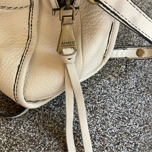 Aimee Kestenberg Large Cream Pebbled Leather Bag Top Handle Cross body 10x13 - Picture 3 of 6